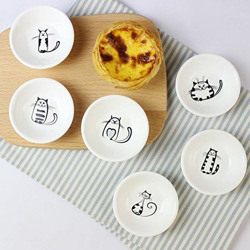 Set of 6 Ceramic Sauce Dishes – Soy Dipping Bowls, Seasoning & Appetizer Plates for Kitchen & Home