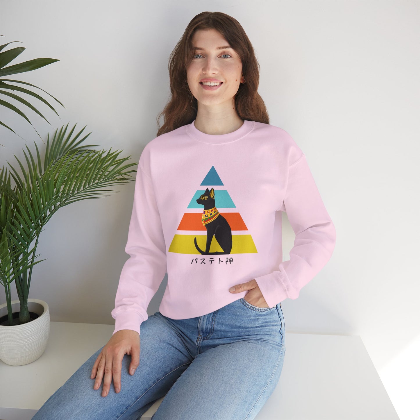 Bastet - Unisex Heavy Blend™ Crewneck Sweatshirt - Ancient Egyptian - Japanese