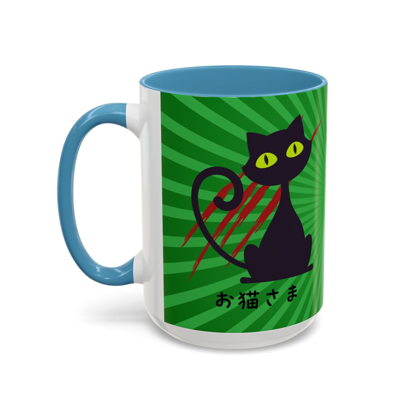 Scratchy Cat - Accent Coffee Mug (15oz) - Oneko-sama - Japanese Calligraphy