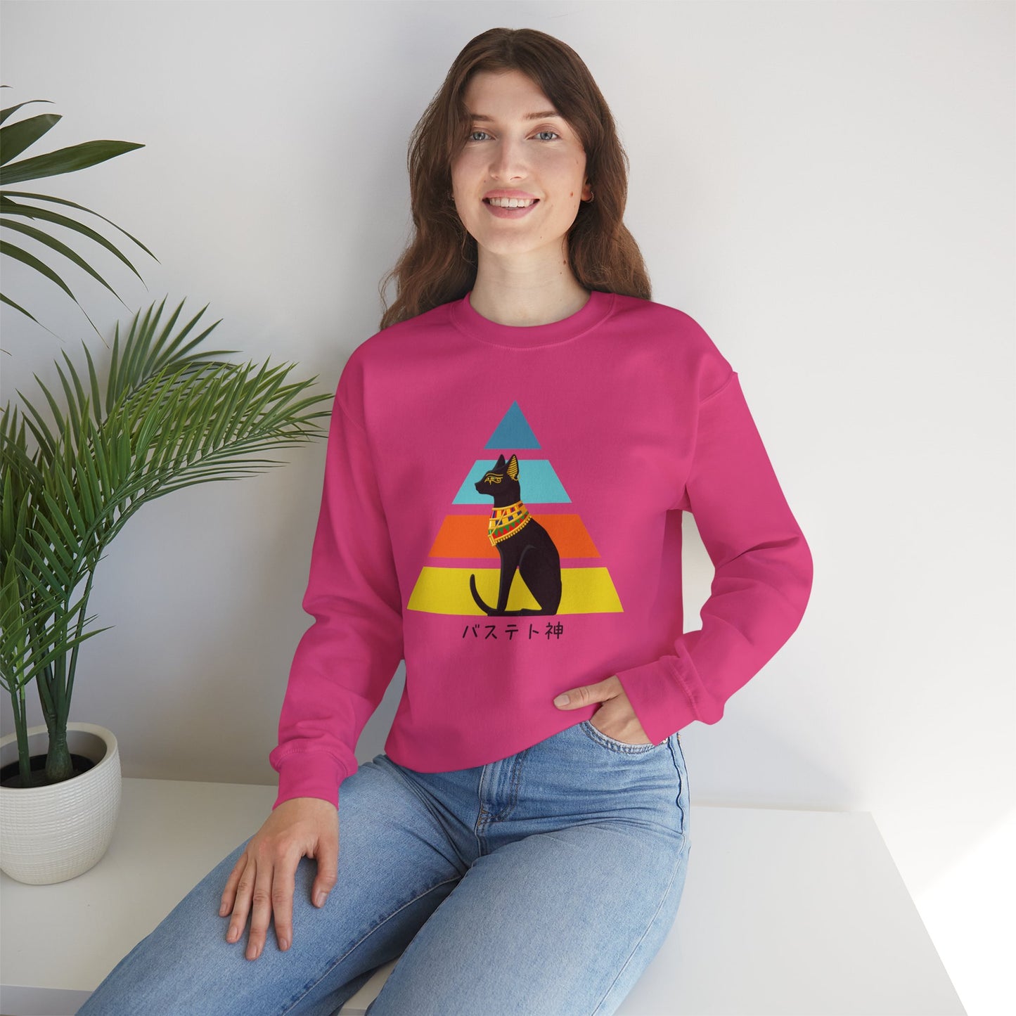 Bastet - Unisex Heavy Blend™ Crewneck Sweatshirt - Ancient Egyptian - Japanese