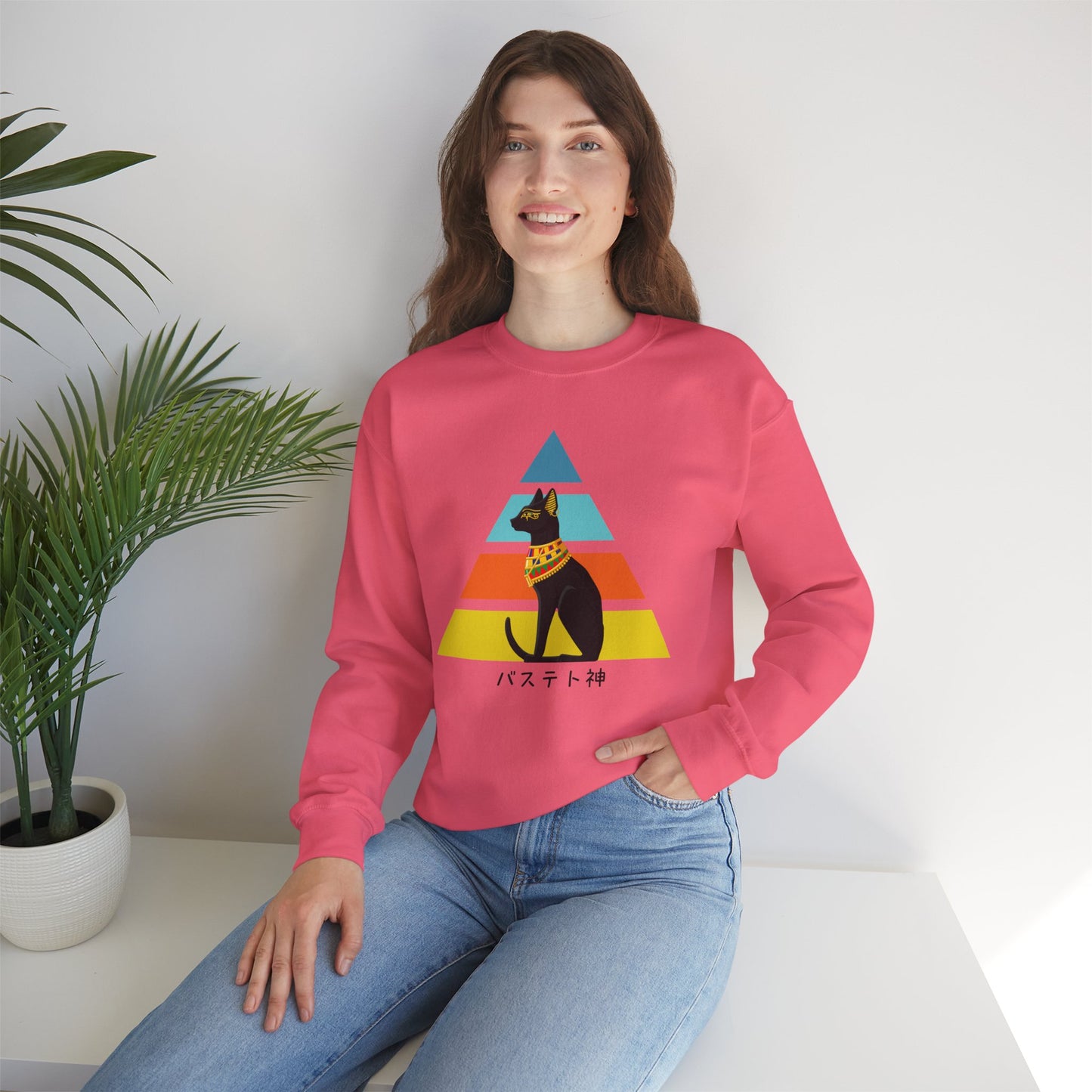 Bastet - Unisex Heavy Blend™ Crewneck Sweatshirt - Ancient Egyptian - Japanese
