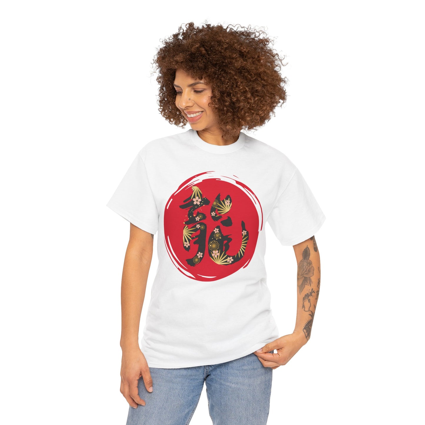 NekoPunch Original T-Shirt – "Dragon" (龍) Japanese Calligraphy | Unisex Heavy Cotton Tee