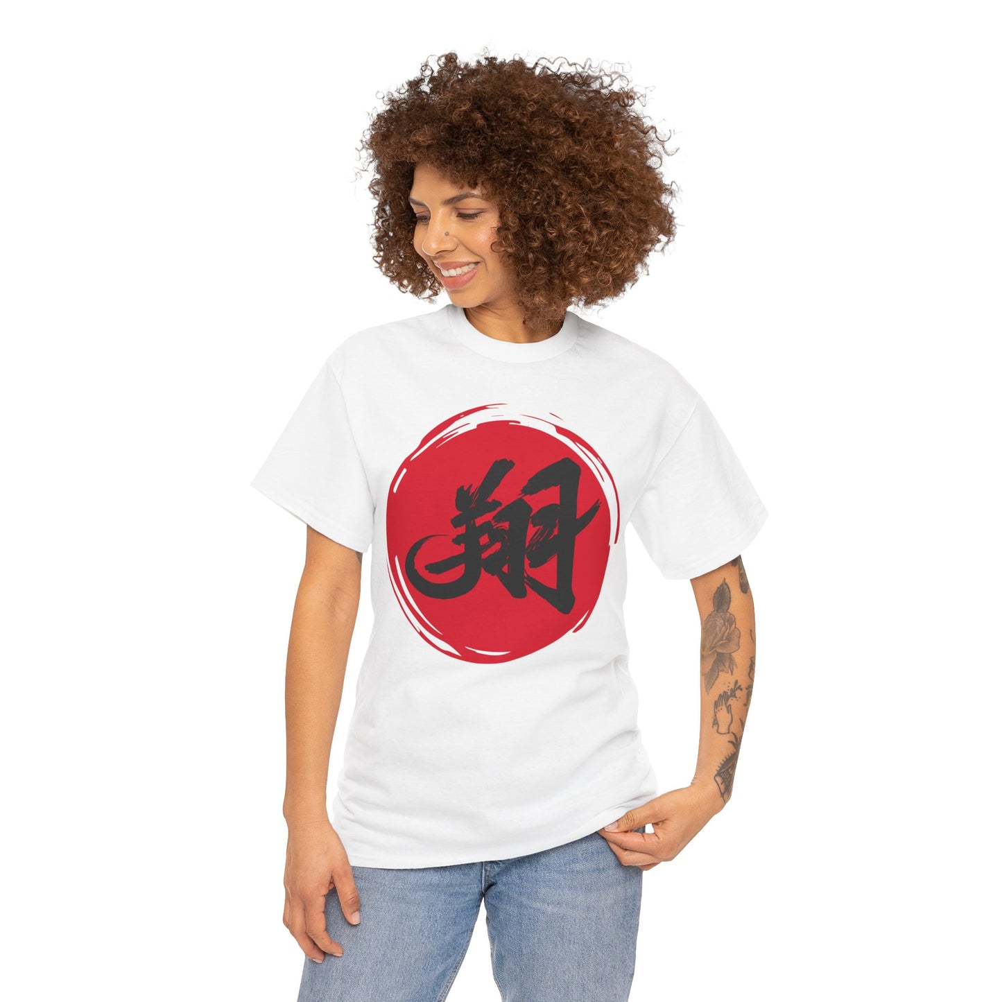 NekoPunch Original T-Shirt – “To Fly Across the Sky” (翔) Japanese Calligraphy | Unisex Heavy Cotton Tee