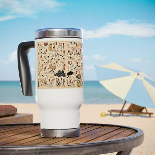 NekoPunch Original | 14oz Retro Japanese Cat Pattern Stainless Steel Travel Mug