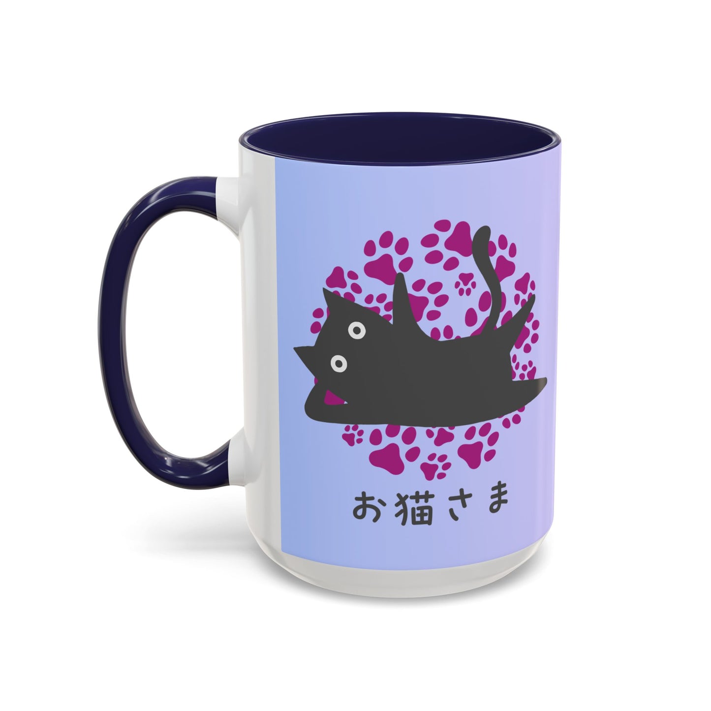 Dear Cat - Accent Coffee Mug (15oz) - Lazy Cat - Japanese Calligraphy