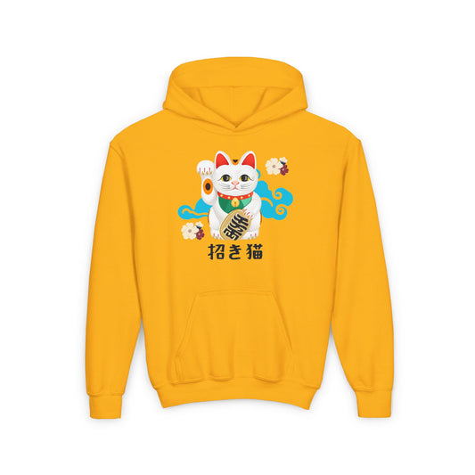Lucky Cat - Youth Heavy Blend Hooded Sweatshirt - Manekineko - Japanese