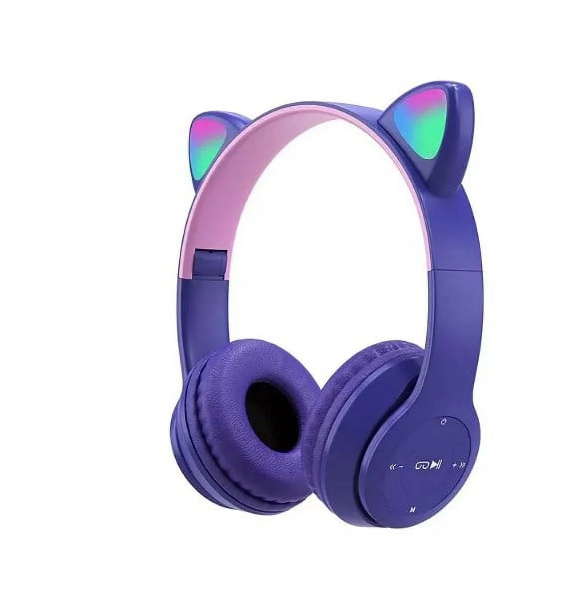 HQX259 Kid'S Built-In Microphone Cat Ear Wireless Headphones, Purple