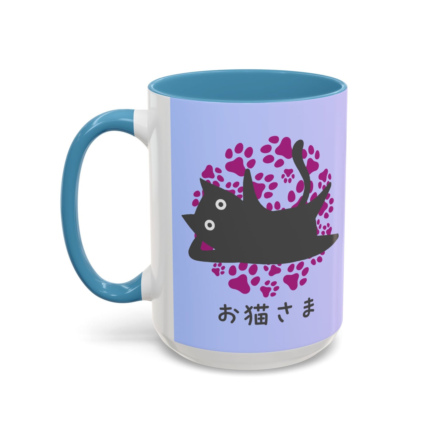 Dear Cat - Accent Coffee Mug (15oz) - Lazy Cat - Japanese Calligraphy