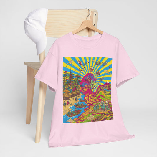 NekoPunch Original | Psychedelic Ocean Wave T-Shirt - Girl | Unisex Heavy Cotton Tee