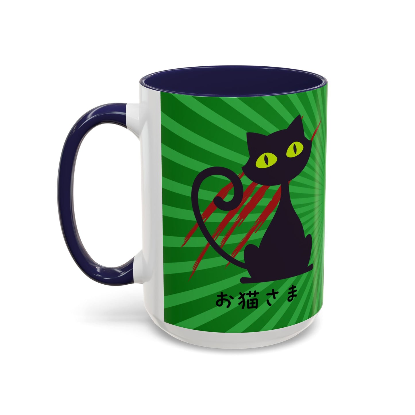 Scratchy Cat - Accent Coffee Mug (15oz) - Oneko-sama - Japanese Calligraphy