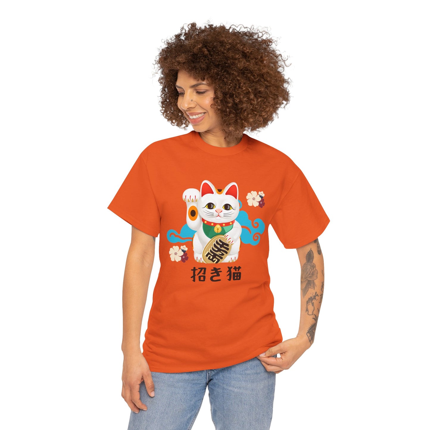 NekoPunch Original T-Shirt – “Lucky Cat” (招き猫) | Unisex Heavy Cotton Tee