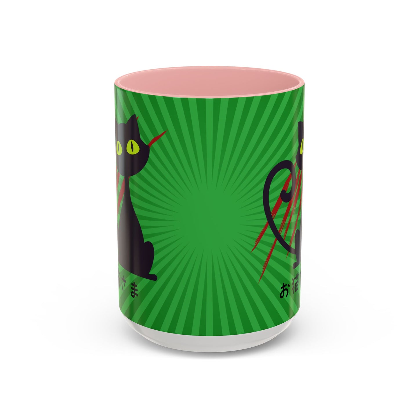 Scratchy Cat - Accent Coffee Mug (15oz) - Oneko-sama - Japanese Calligraphy