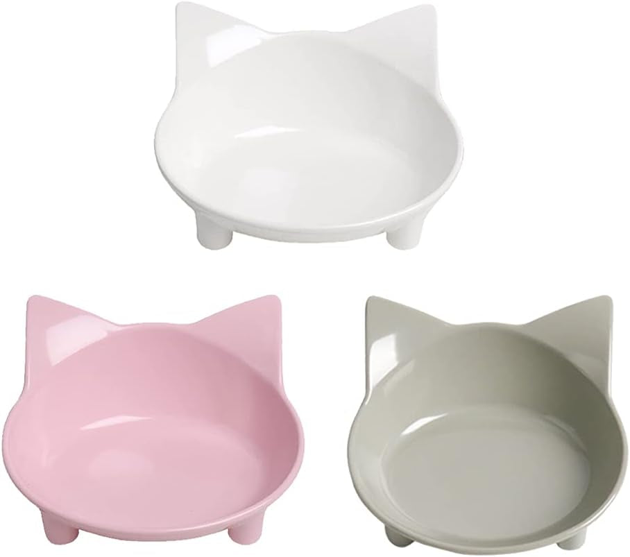 Non-Slip Shallow Cat Food & Water Bowl – Wide Pet Dish to Relieve Whisker Fatigue