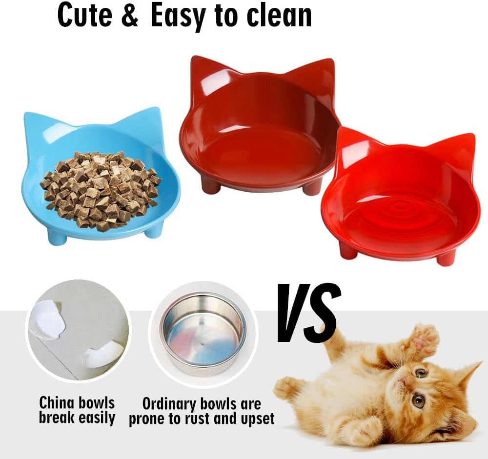 Non-Slip Shallow Cat Food & Water Bowl – Wide Pet Dish to Relieve Whisker Fatigue
