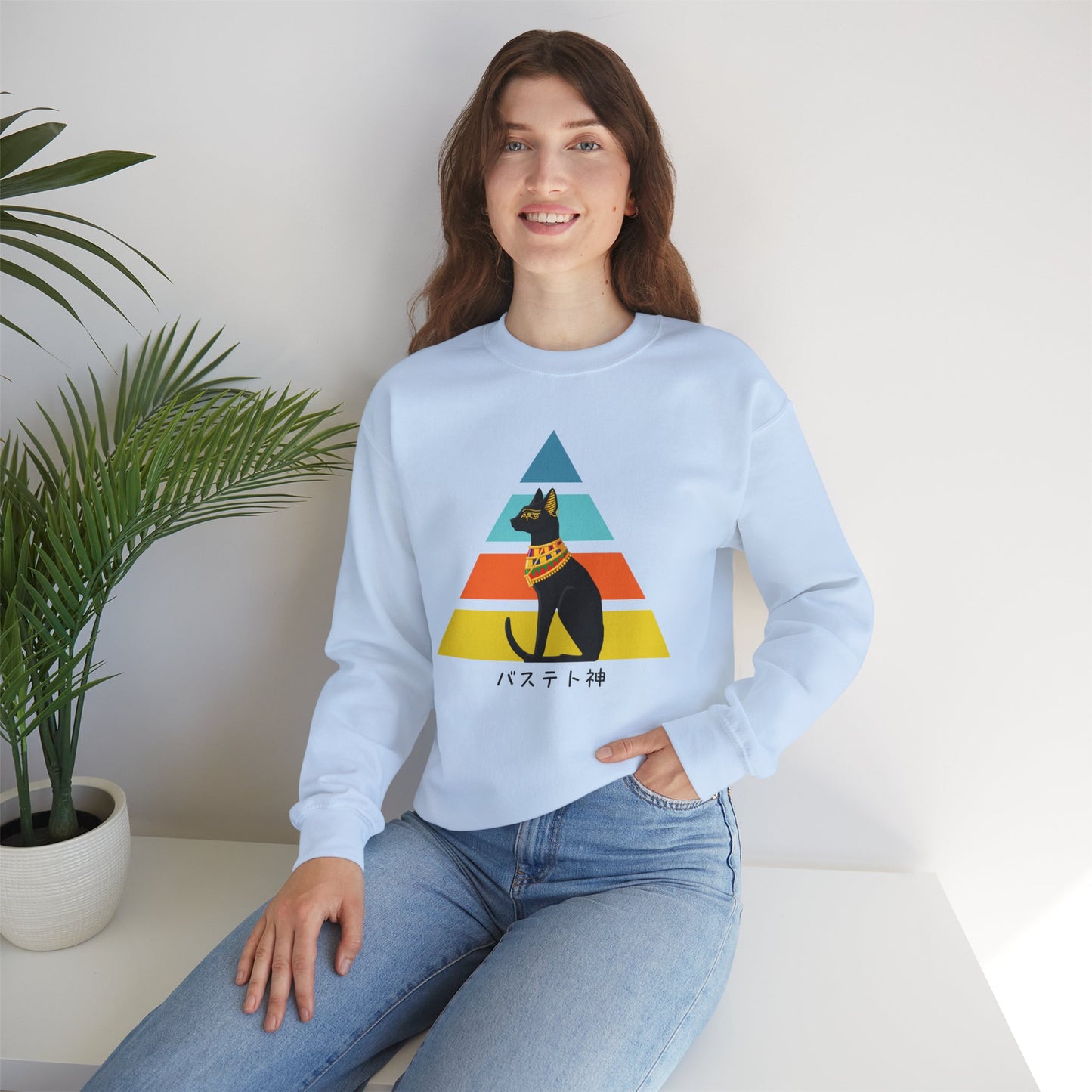 Bastet - Unisex Heavy Blend™ Crewneck Sweatshirt - Ancient Egyptian - Japanese