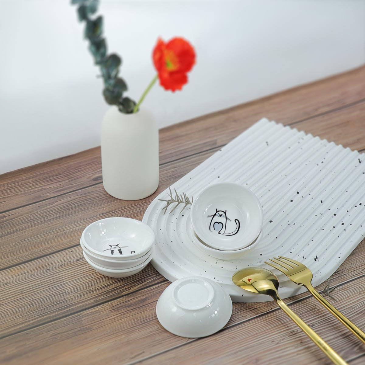 Set of 6 Ceramic Sauce Dishes – Soy Dipping Bowls, Seasoning & Appetizer Plates for Kitchen & Home