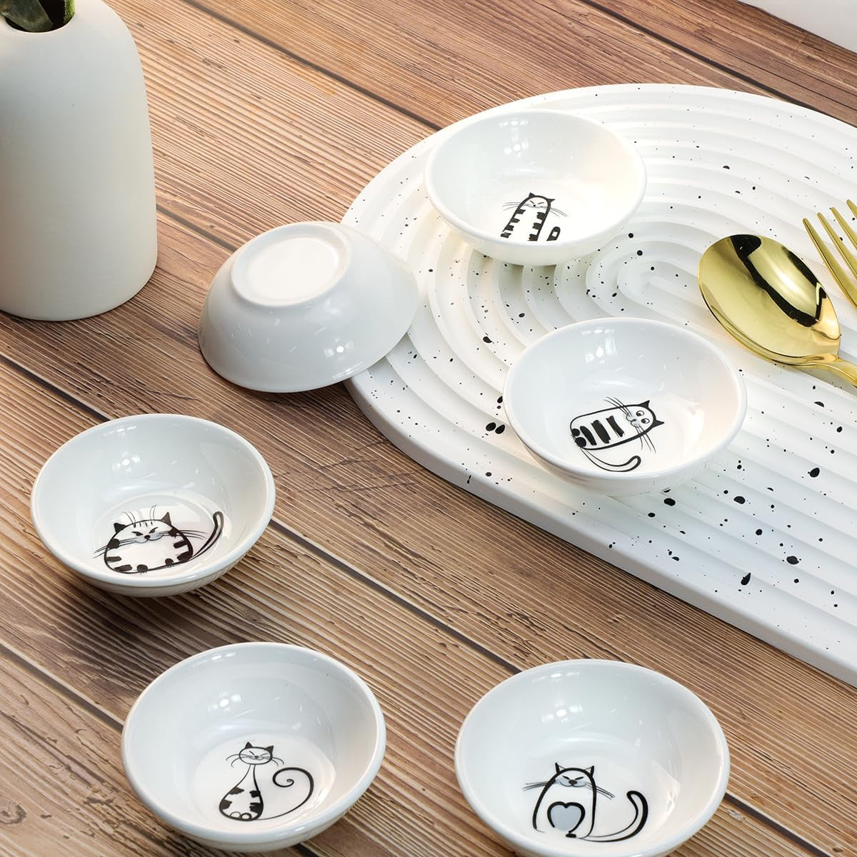 Set of 6 Ceramic Sauce Dishes – Soy Dipping Bowls, Seasoning & Appetizer Plates for Kitchen & Home