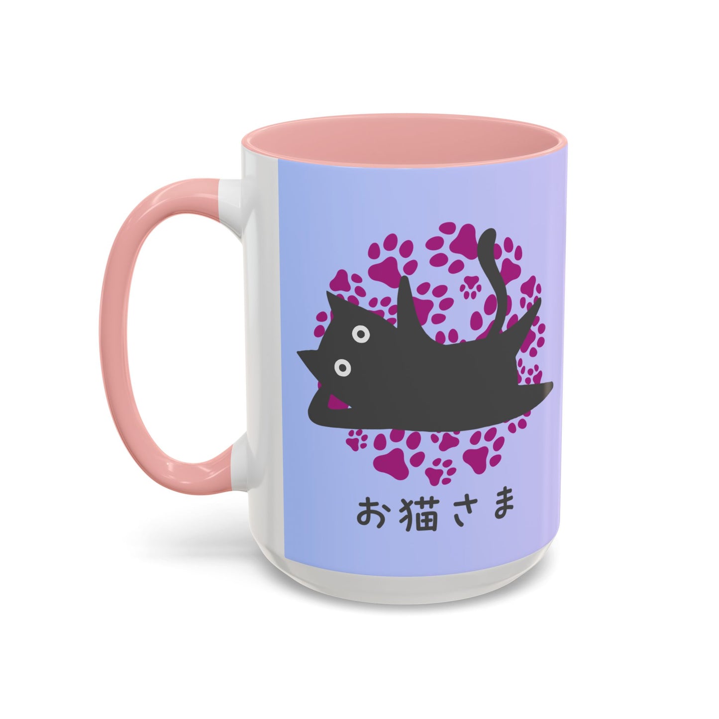 Dear Cat - Accent Coffee Mug (15oz) - Lazy Cat - Japanese Calligraphy