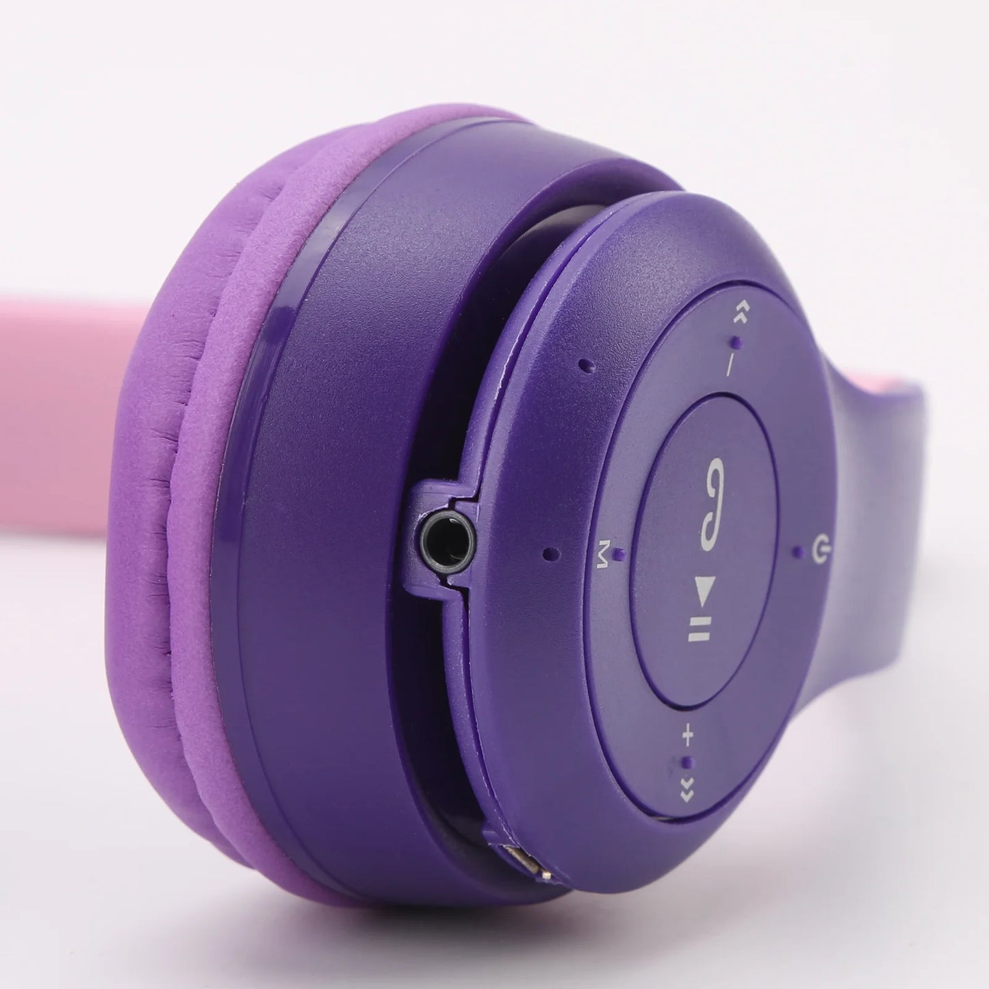 HQX259 Kid'S Built-In Microphone Cat Ear Wireless Headphones, Purple