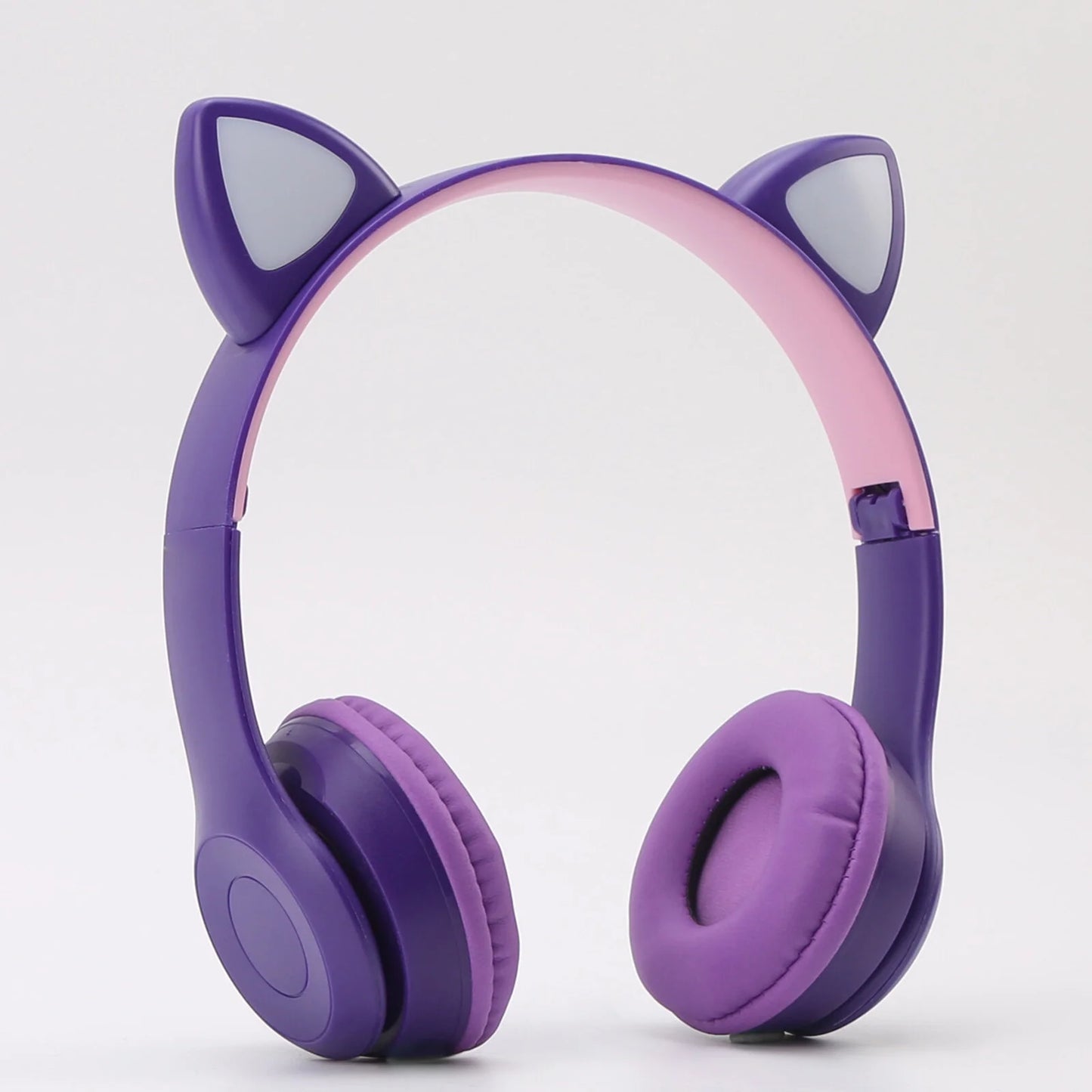 HQX259 Kid'S Built-In Microphone Cat Ear Wireless Headphones, Purple