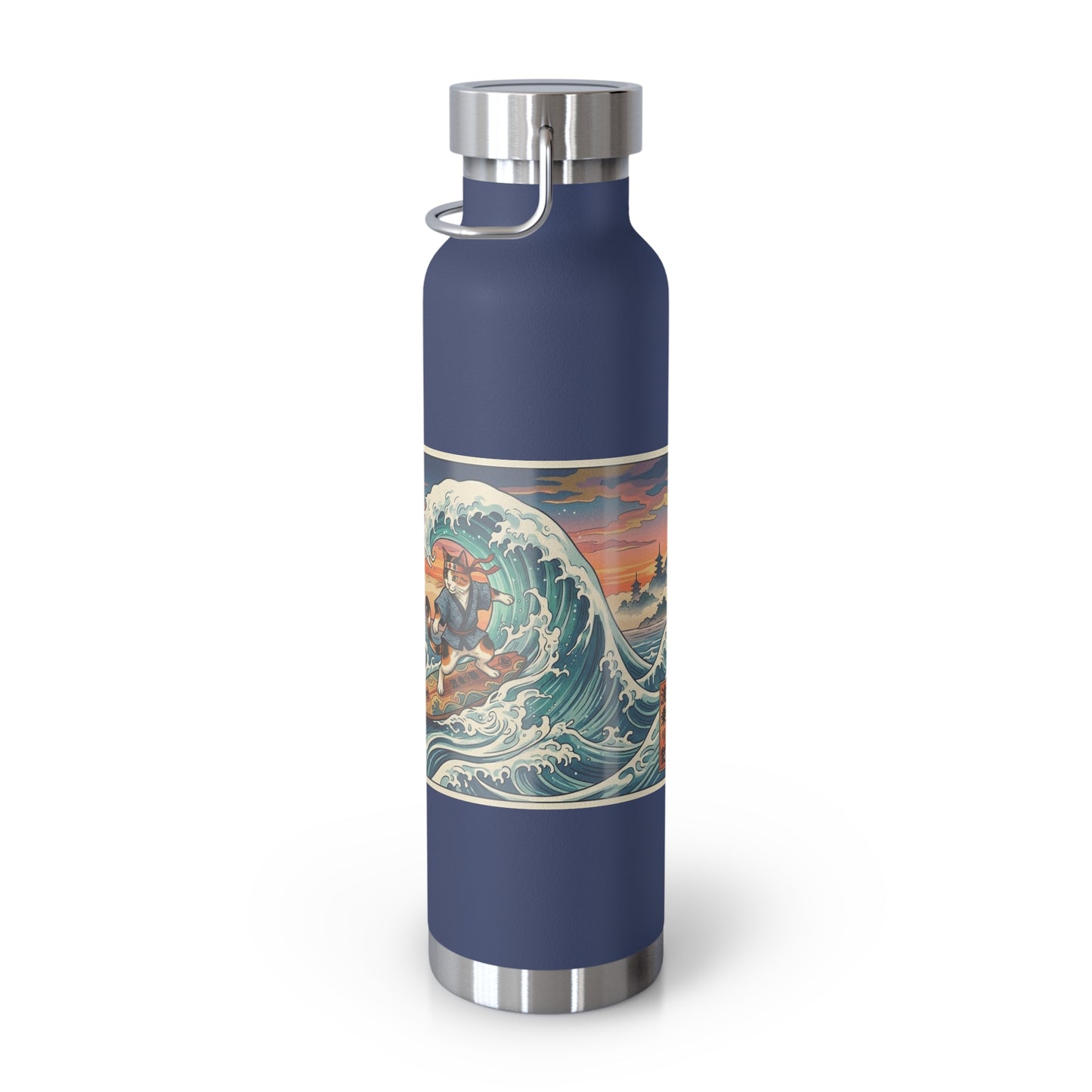 NekoPunch Original | 22oz Sunset & wave Mt. Fuji Surf Insulated Water Bottle