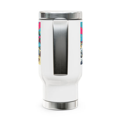 NekoPunch Original | 14oz Retro Japanese Wave & Beach Stainless Steel Travel Mug - Samurai