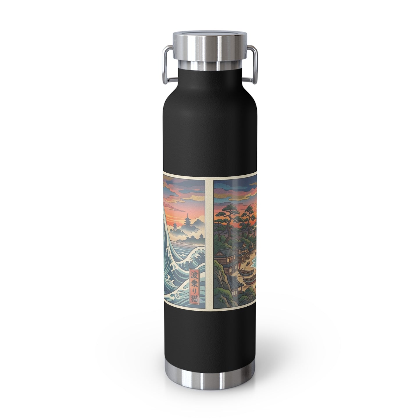 NekoPunch Original | 22oz Sunset & wave Mt. Fuji Surf Insulated Water Bottle