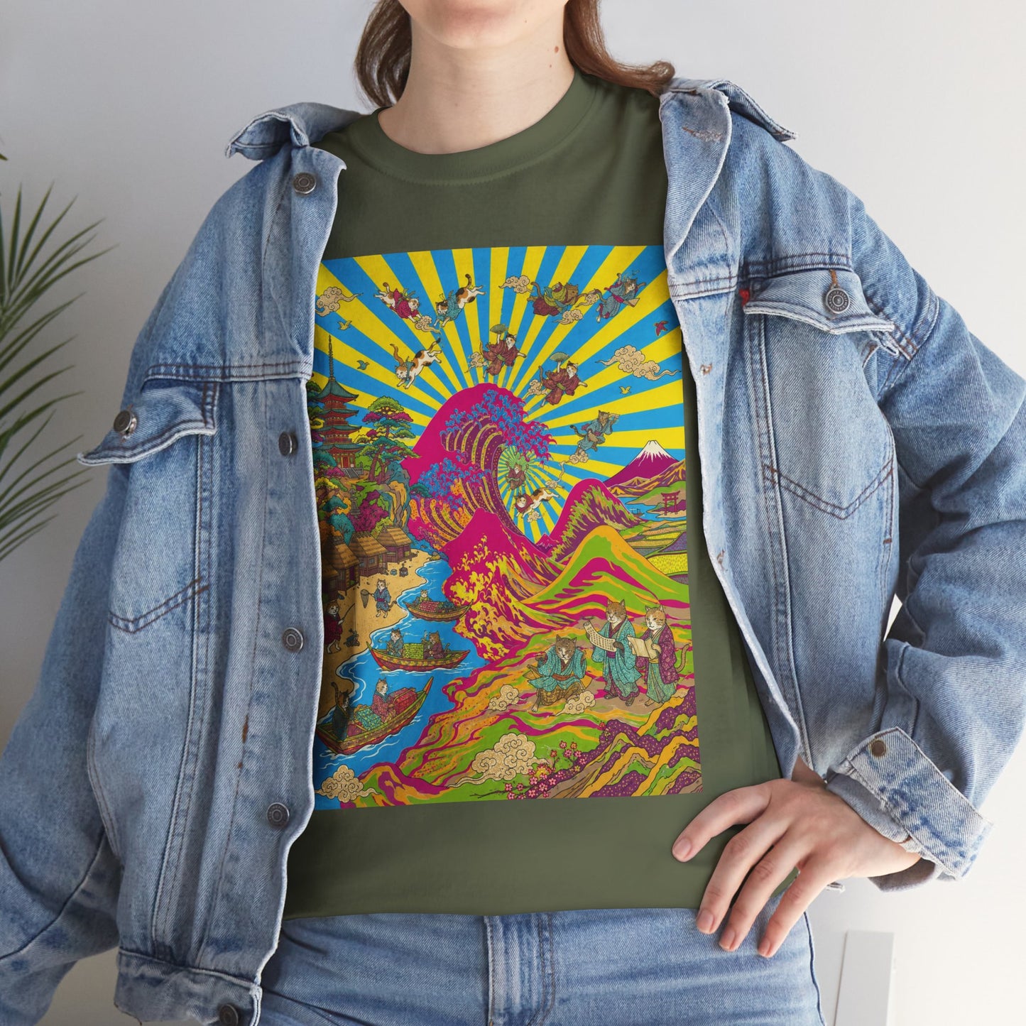 NekoPunch Original | Psychedelic Ocean Wave T-Shirt - Girl | Unisex Heavy Cotton Tee