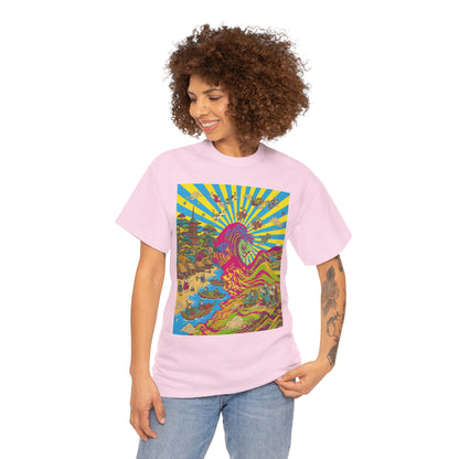 NekoPunch Original | Psychedelic Ocean Wave T-Shirt - Girl | Unisex Heavy Cotton Tee