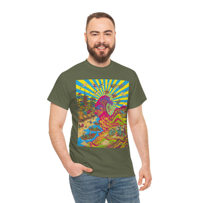NekoPunch Original | Psychedelic Ocean Wave T-Shirt - Girl | Unisex Heavy Cotton Tee