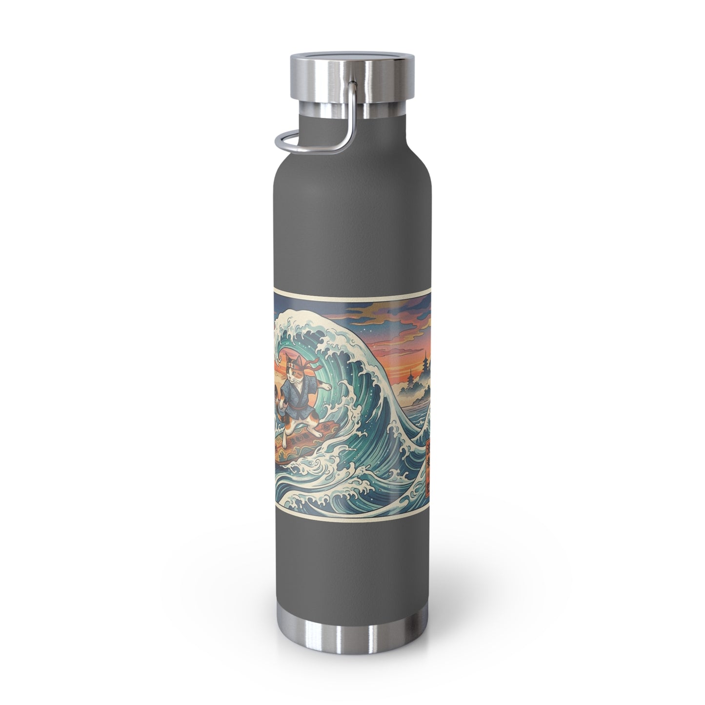 NekoPunch Original | 22oz Sunset & wave Mt. Fuji Surf Insulated Water Bottle