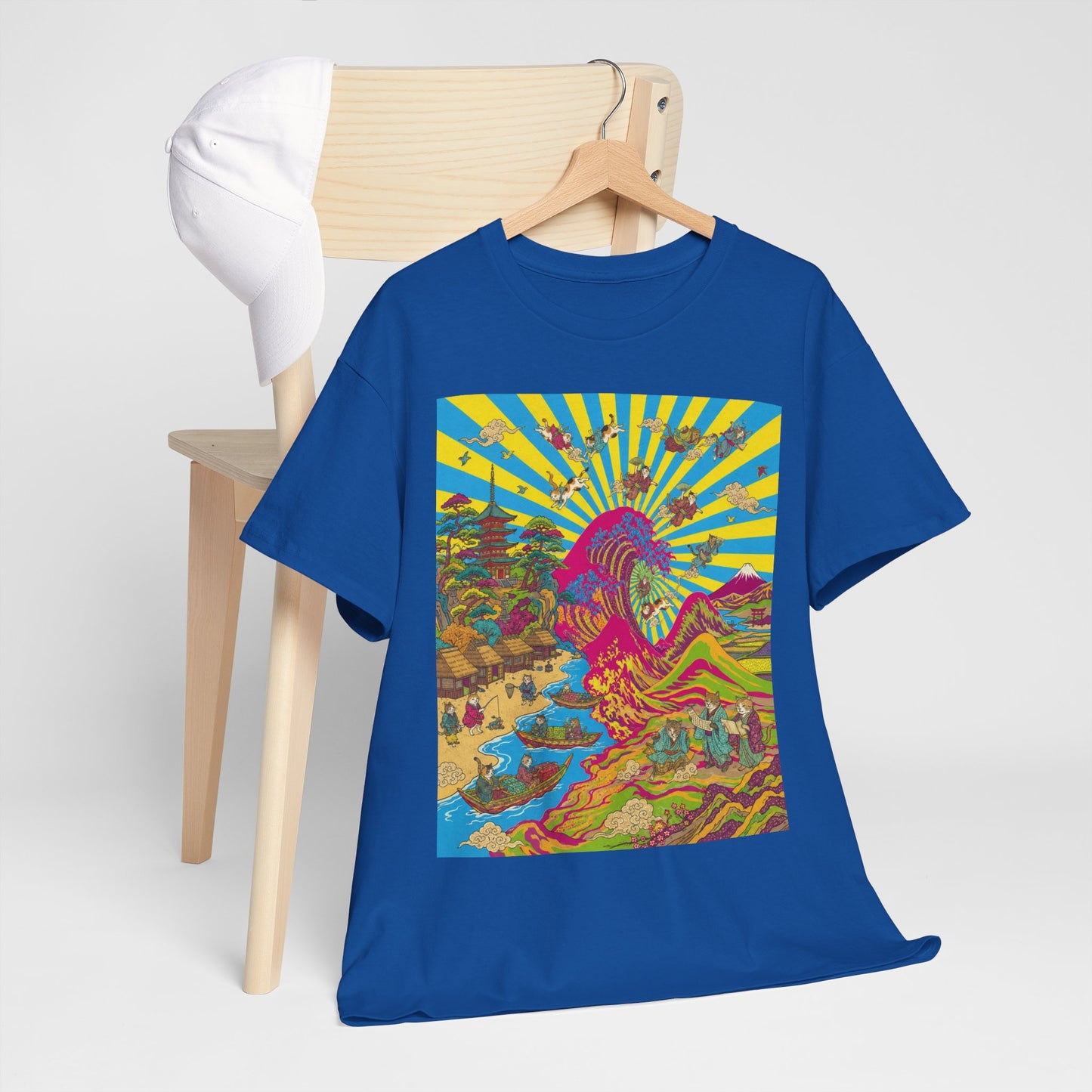 NekoPunch Original | Psychedelic Ocean Wave T-Shirt - Girl | Unisex Heavy Cotton Tee