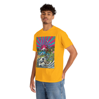 NekoPunch Original | Retro Japanese Wave & Beach T-Shirt - Girl | Unisex Heavy Cotton Tee