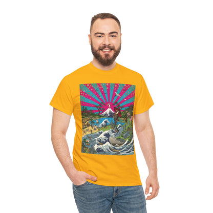 NekoPunch Original | Retro Japanese Wave & Beach T-Shirt - Girl | Unisex Heavy Cotton Tee