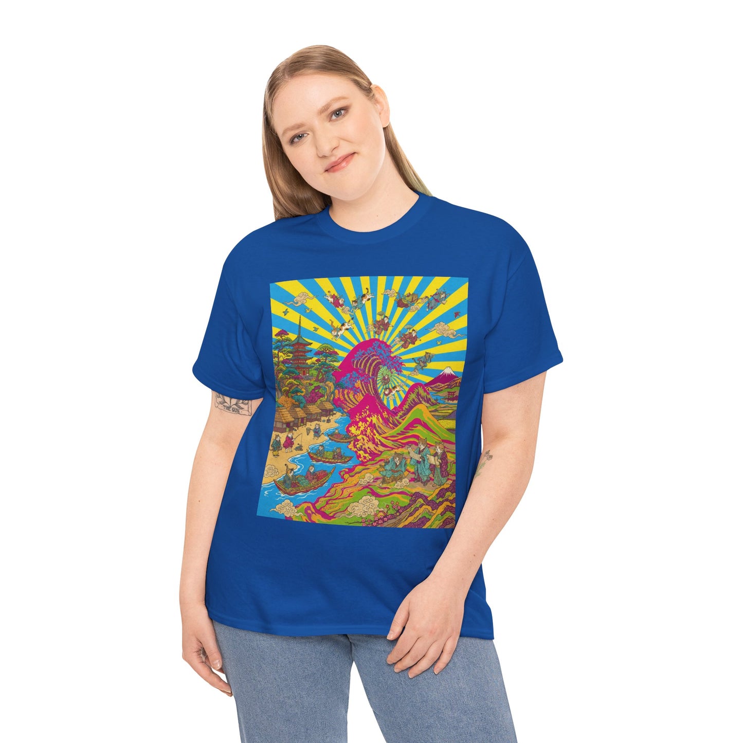 NekoPunch Original | Psychedelic Ocean Wave T-Shirt - Girl | Unisex Heavy Cotton Tee