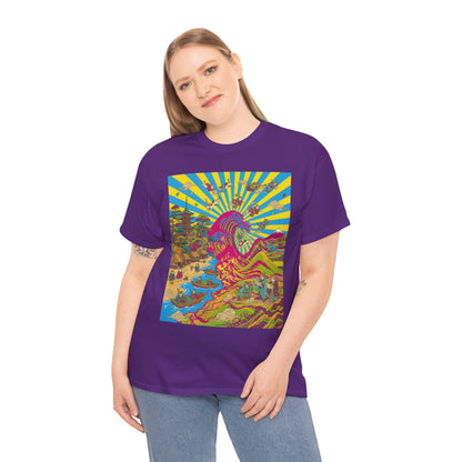 NekoPunch Original | Psychedelic Ocean Wave T-Shirt - Girl | Unisex Heavy Cotton Tee