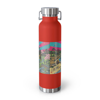NekoPunch Original | 22oz Retro Japanese Wave & Beach Insulated Water Bottle - Girl