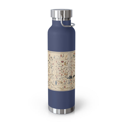 NekoPunch Original | 22oz Retro Japanese Cat Pattern Insulated Water Bottle