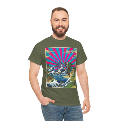 NekoPunch Original | Retro Japanese Wave & Beach T-Shirt - Samurai | Unisex Heavy Cotton Tee