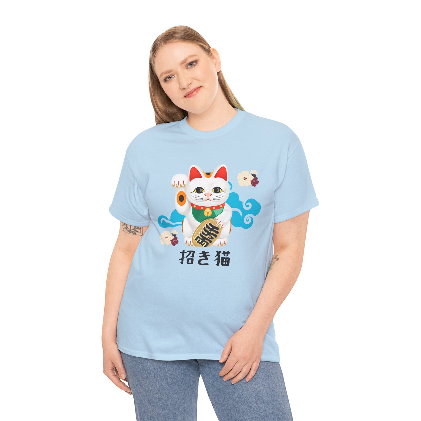 NekoPunch Original T-Shirt – “Lucky Cat” (招き猫) | Unisex Heavy Cotton Tee
