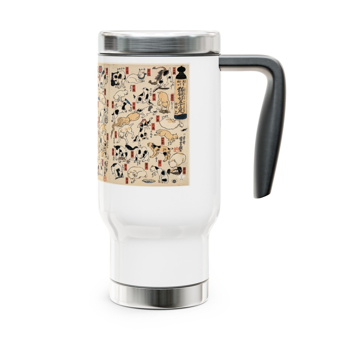NekoPunch Original | 14oz Retro Japanese Cat Pattern Stainless Steel Travel Mug
