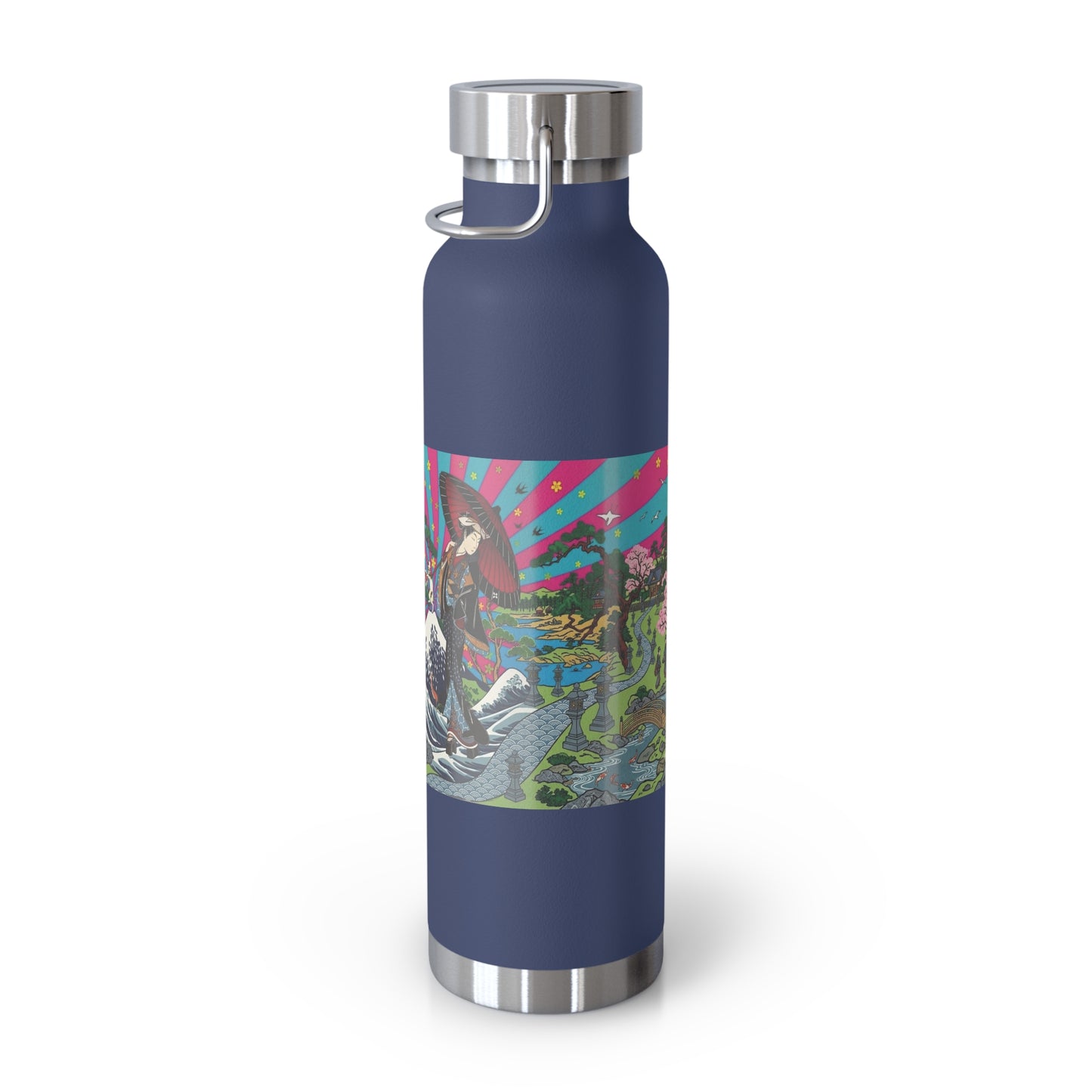 NekoPunch Original | 22oz Retro Japanese Wave & Beach Insulated Water Bottle - Girl