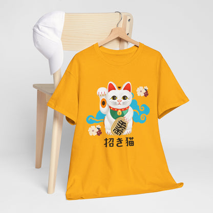 NekoPunch Original T-Shirt – “Lucky Cat” (招き猫) | Unisex Heavy Cotton Tee