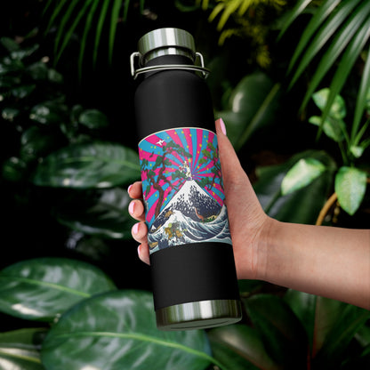 NekoPunch Original | 22oz Retro Japanese Wave & Beach Insulated Water Bottle - Samurai