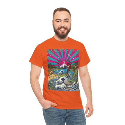 NekoPunch Original | Retro Japanese Wave & Beach T-Shirt - Girl | Unisex Heavy Cotton Tee