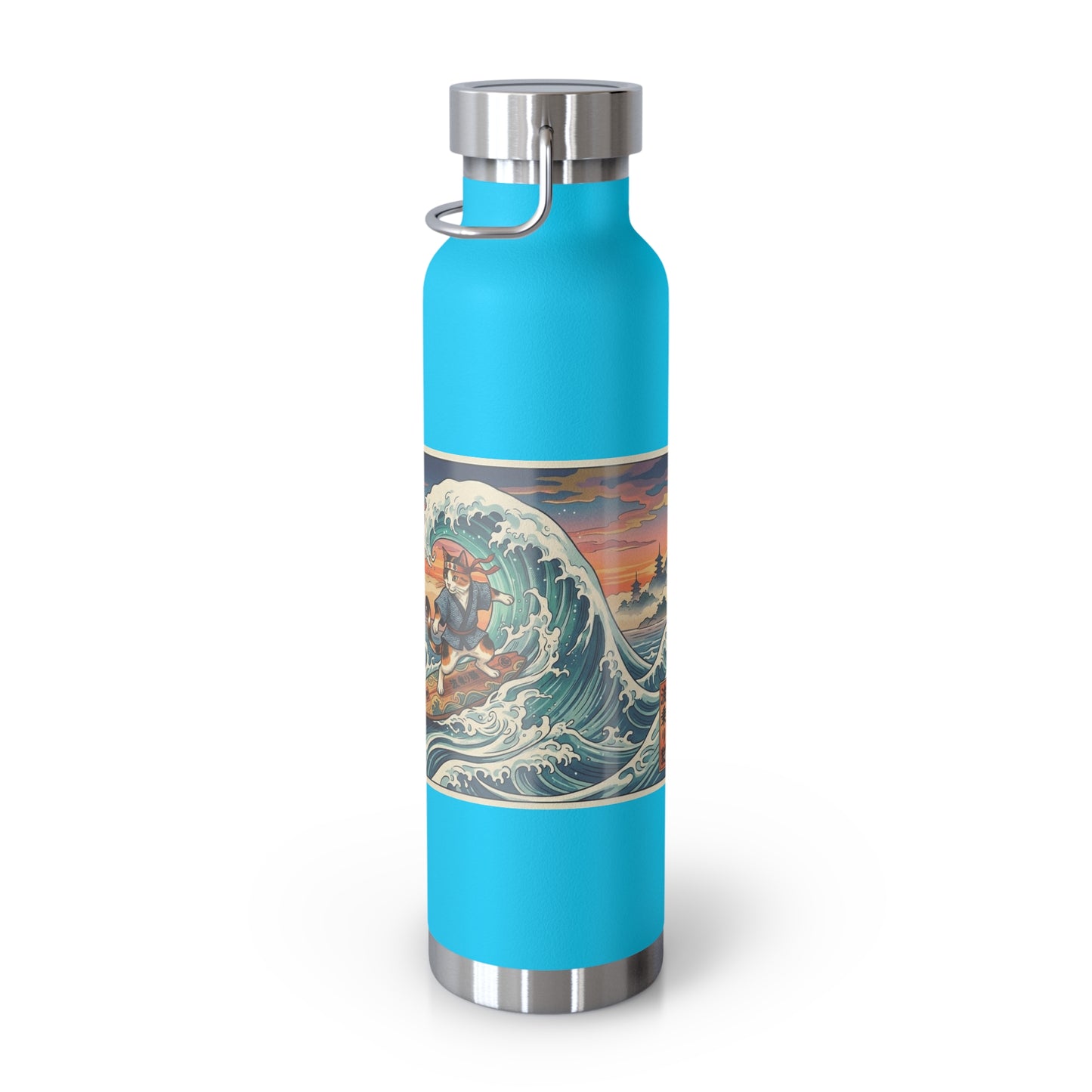 NekoPunch Original | 22oz Sunset & wave Mt. Fuji Surf Insulated Water Bottle