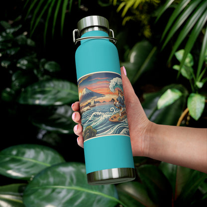 NekoPunch Original | 22oz Sunset & wave Mt. Fuji Surf Insulated Water Bottle