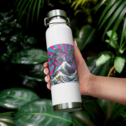 NekoPunch Original | 22oz Retro Japanese Wave & Beach Insulated Water Bottle - Samurai