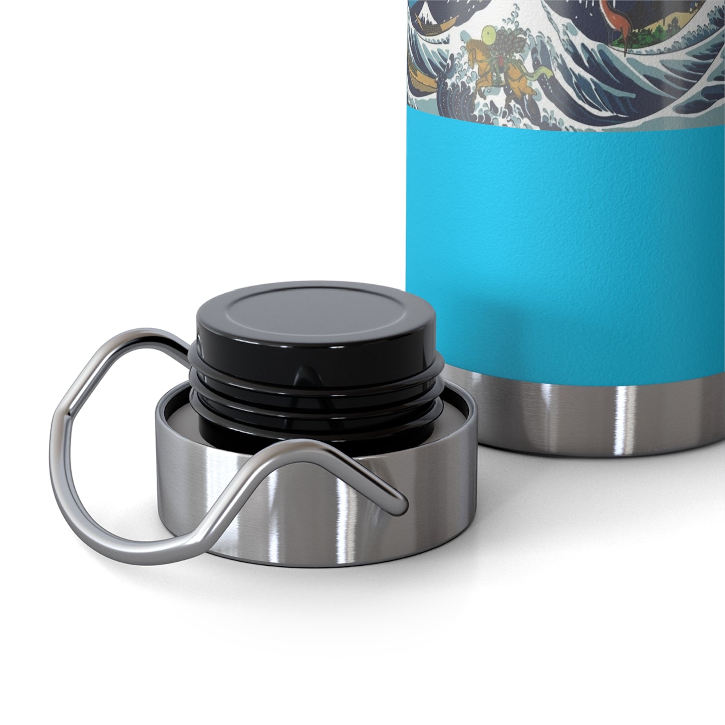 NekoPunch Original | 22oz Retro Japanese Wave & Beach Insulated Water Bottle - Samurai