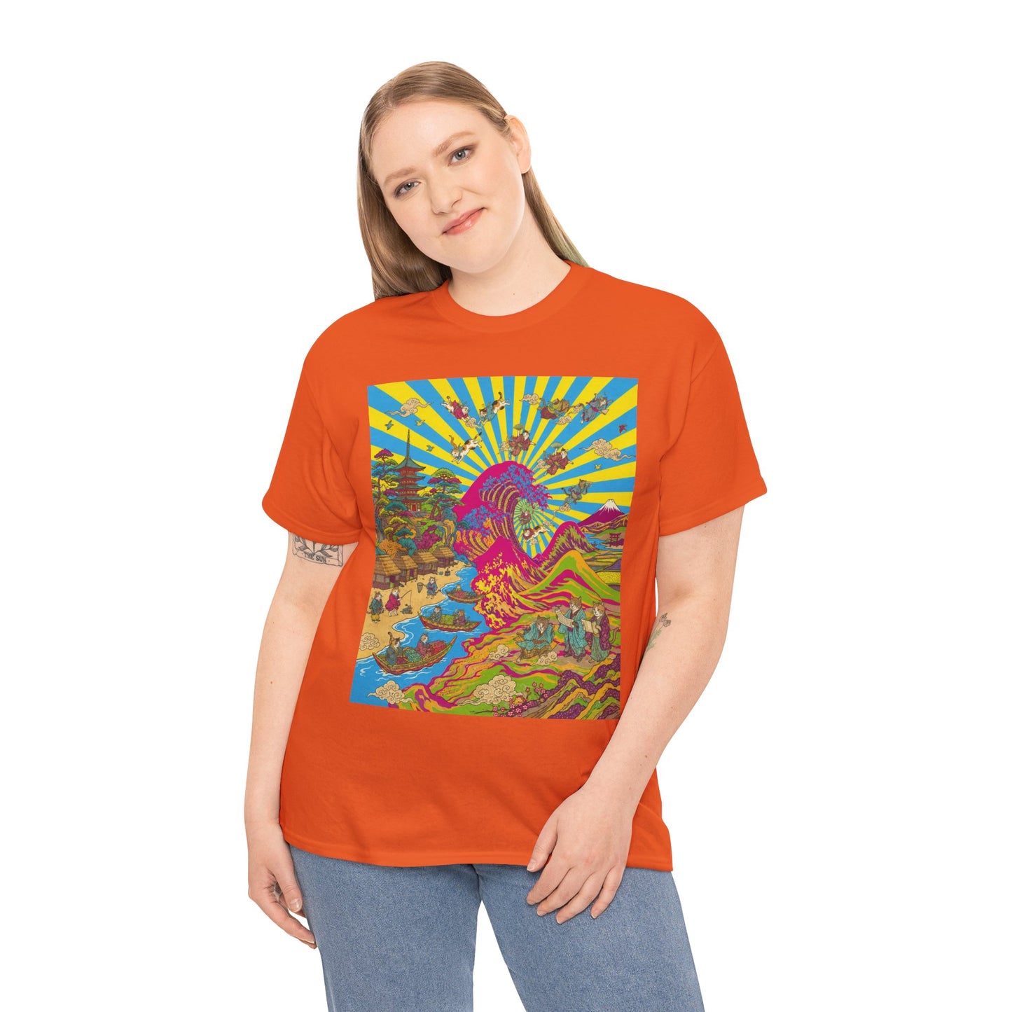 NekoPunch Original | Psychedelic Ocean Wave T-Shirt - Girl | Unisex Heavy Cotton Tee